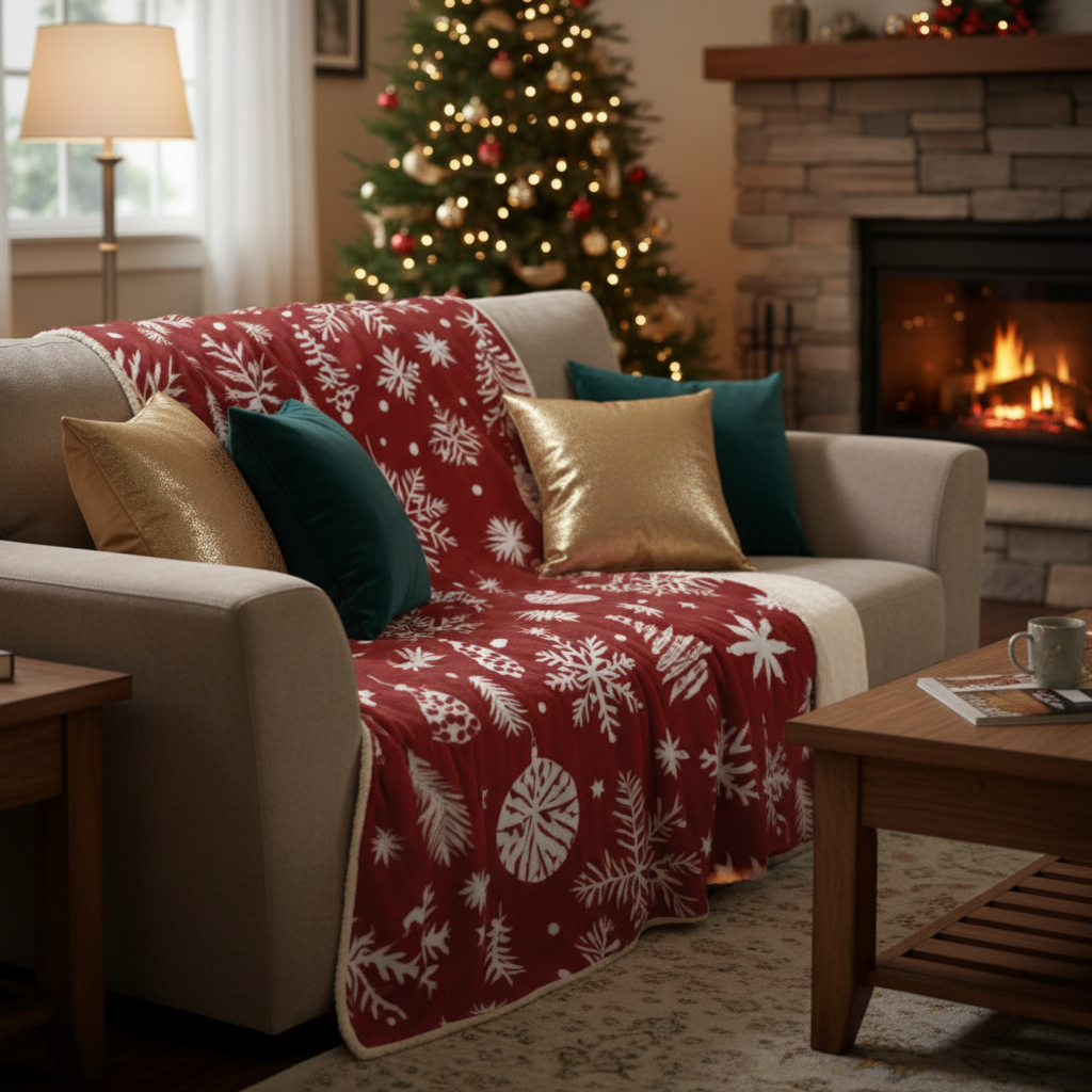 Magical Christmas Snowflake Premium Sherpa Blanket 50x60