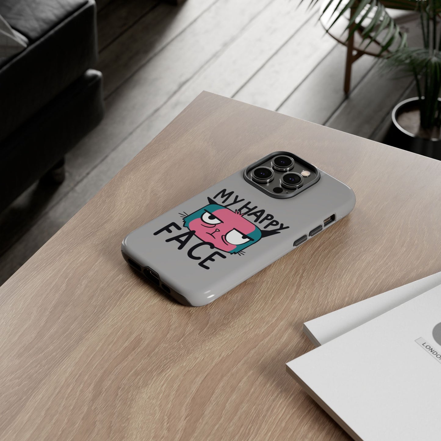 Funny Cat Phone Case - 'My Happy Face' Tough Design