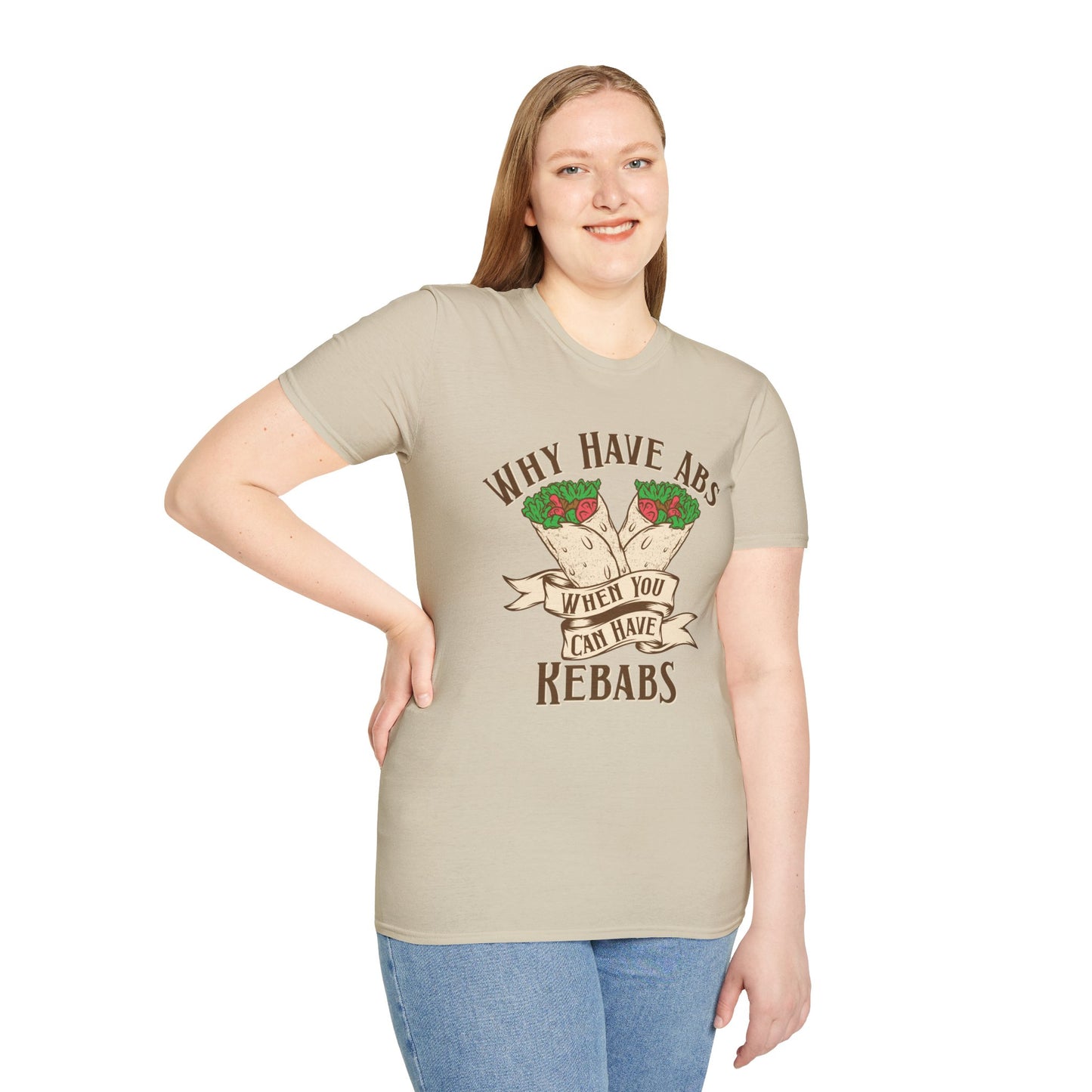 Funny Foodie Unisex T-Shirt - 'Why Have Abs When You Can Have Kebabs?'