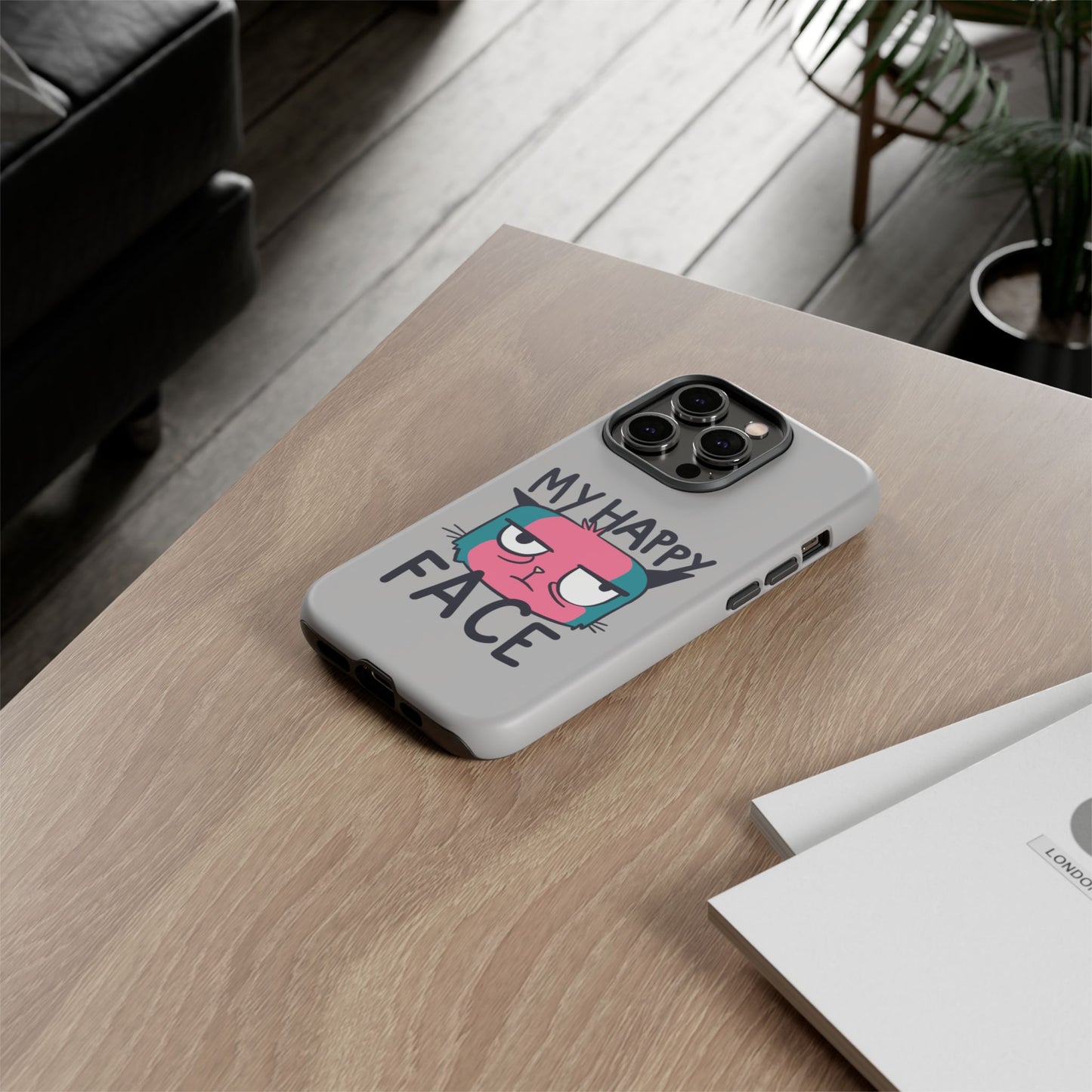 Funny Cat Phone Case - 'My Happy Face' Tough Design