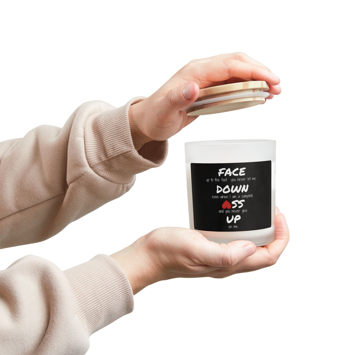 Face Down *ss Up: The Unseen Truth Frosted Glass Candle, 11oz