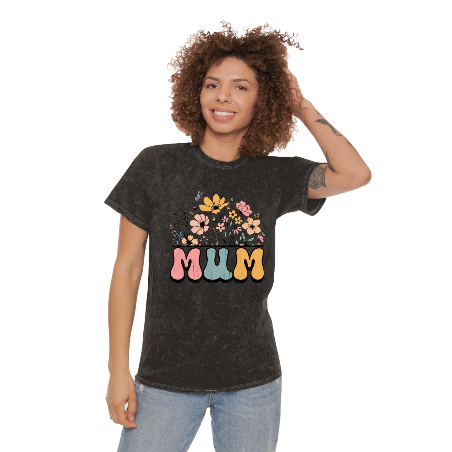 Mum Floral Mineral Wash Unisex T-Shirt - Perfect Gift for Mother’s Day