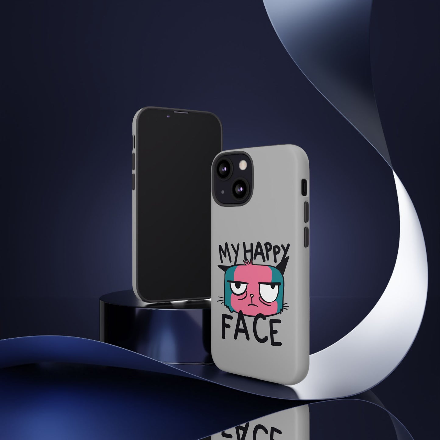 Funny Cat Phone Case - 'My Happy Face' Tough Design