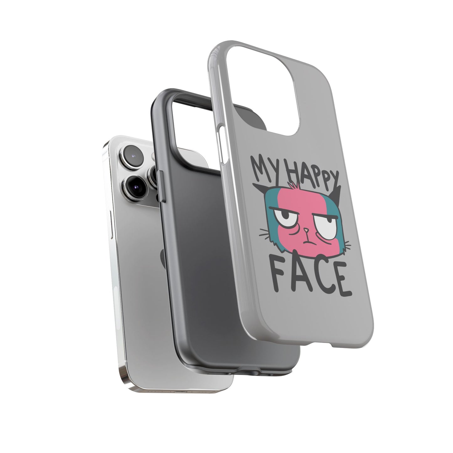 Funny Cat Phone Case - 'My Happy Face' Tough Design