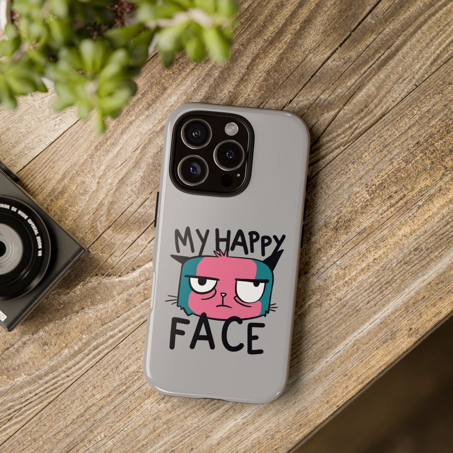 Funny Cat Phone Case - 'My Happy Face' Tough Design