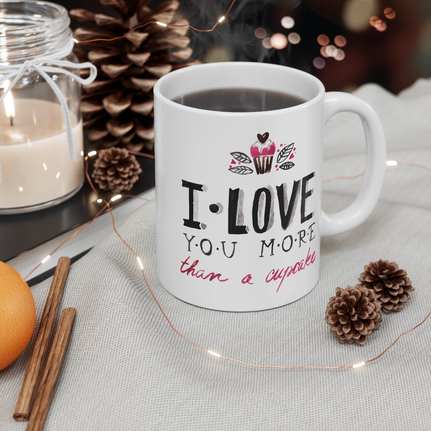 Cute Love Mug - "I Love You More Than a Cupcake" - Perfect Gift for Sweethearts