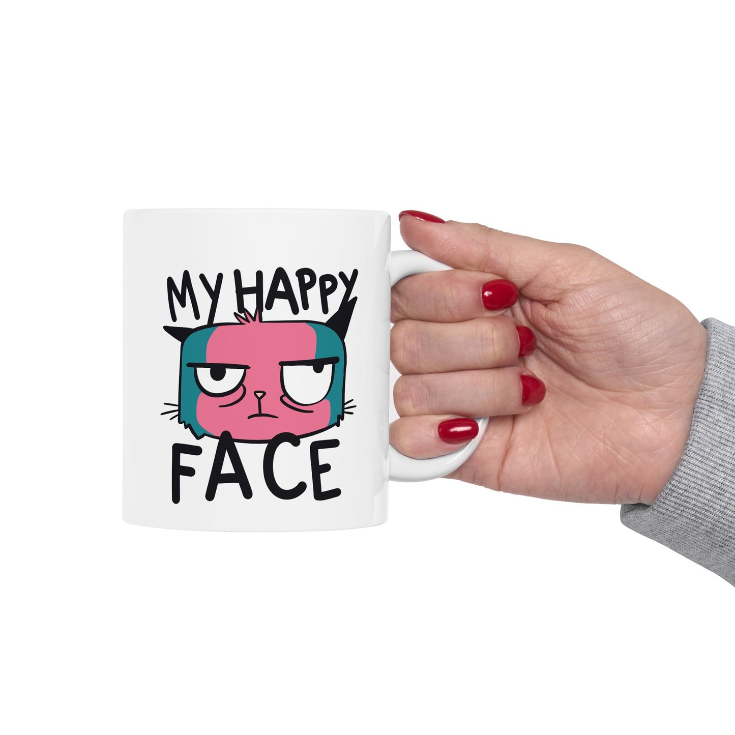 Funny Ceramic Mug - 'My Happy Face' - 11oz & 15oz