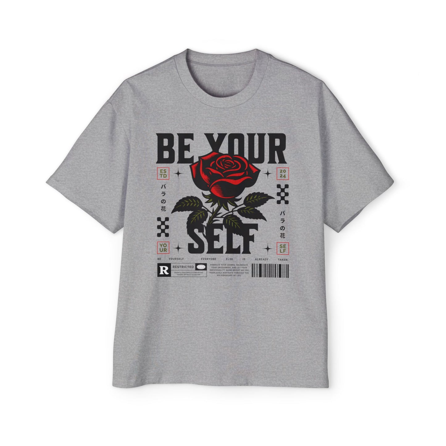 Men's Oversized Tee with 'Be Your Self' Design Light Edition - Trendy Streetwear, Casual Weekend Wear, Gift for Him, Self-Expression Style, Unisex Fashion