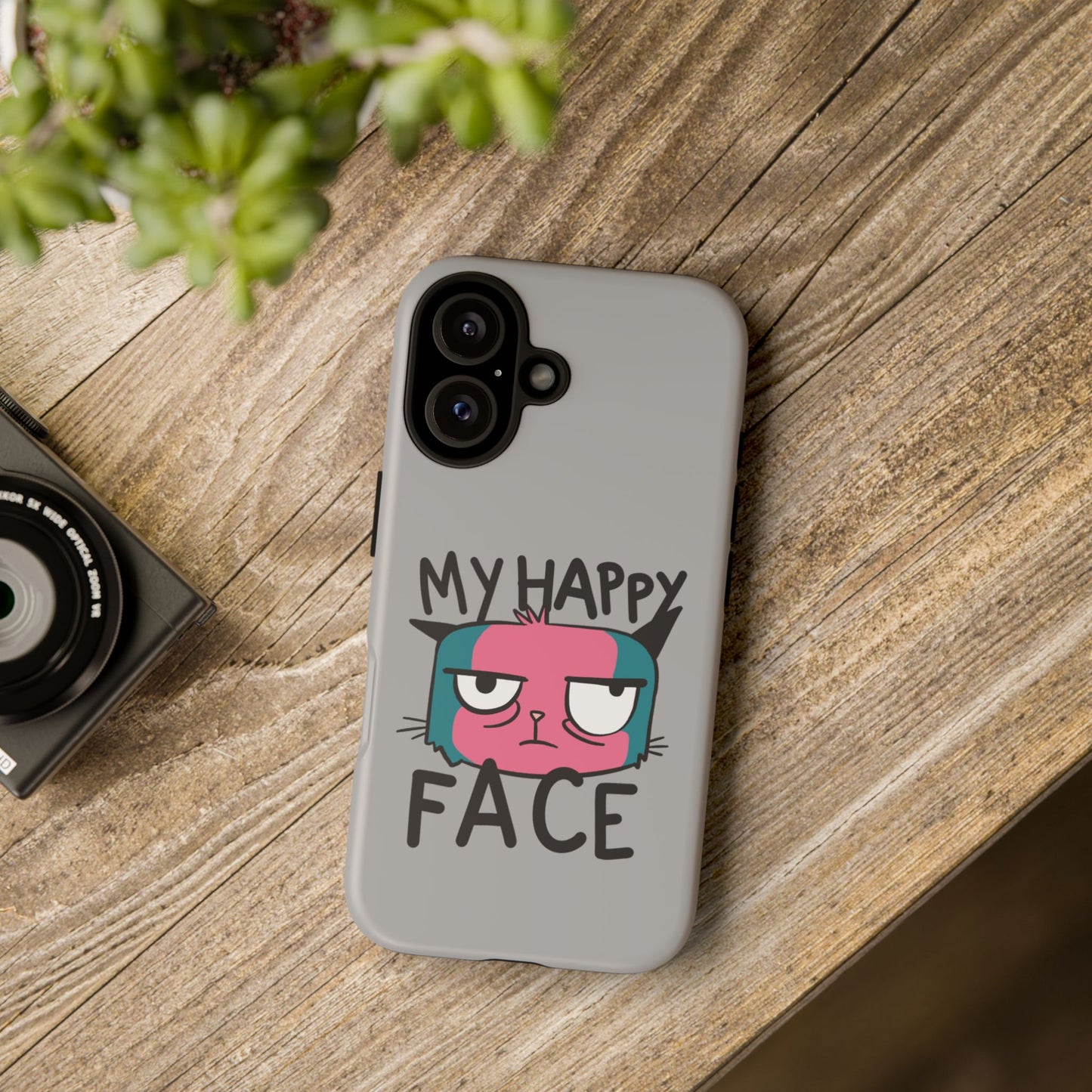 Funny Cat Phone Case - 'My Happy Face' Tough Design