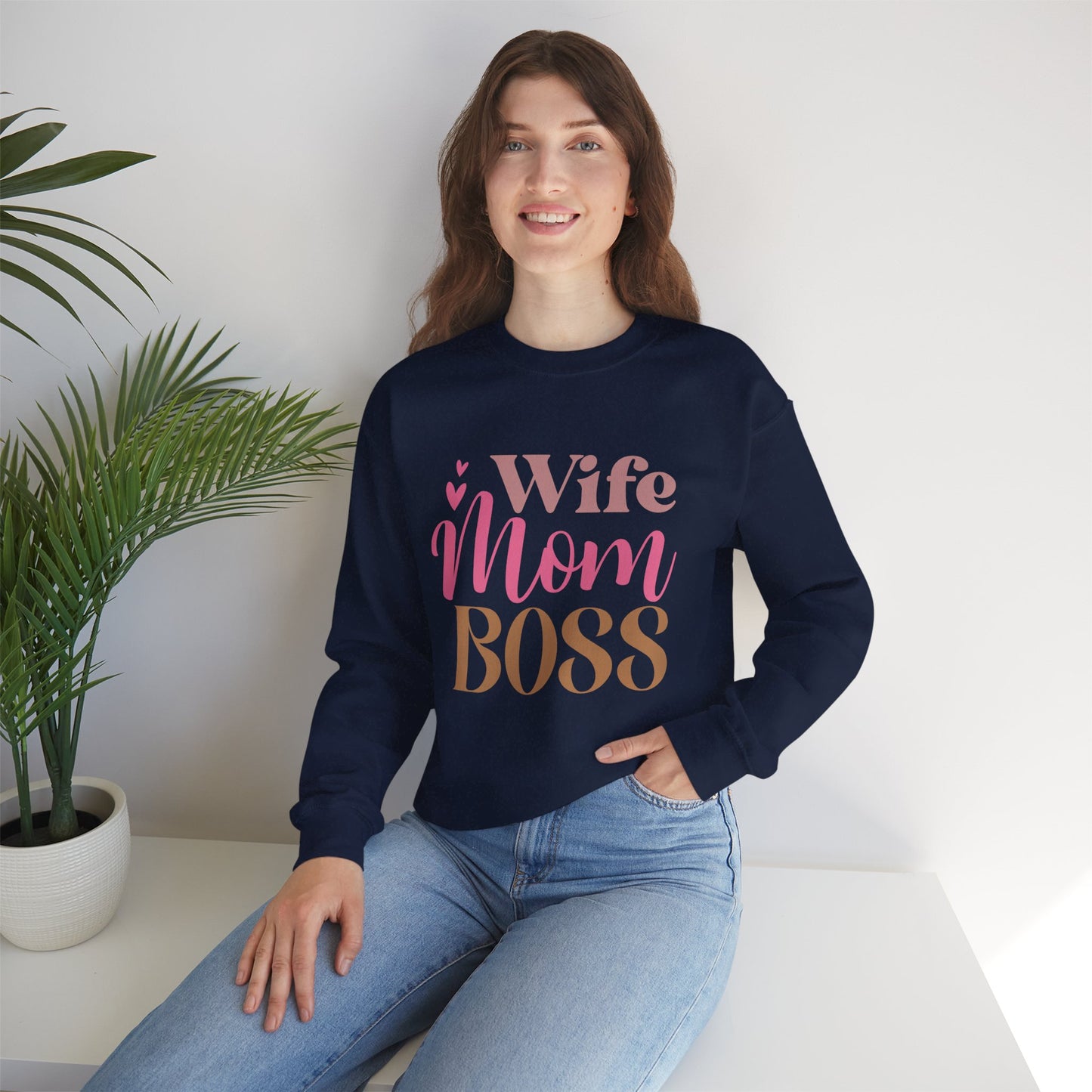 Wife Mom Boss Crewneck Sweatshirt - Cozy Unisex Pullover for Moms