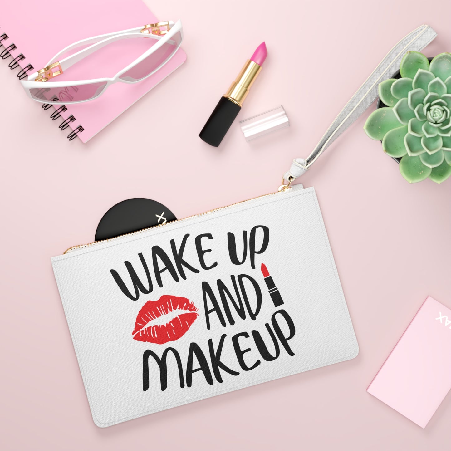 Wake Up and Makeup Clutch Bag - Stylish Cosmetic Pouch for Beauty Lovers