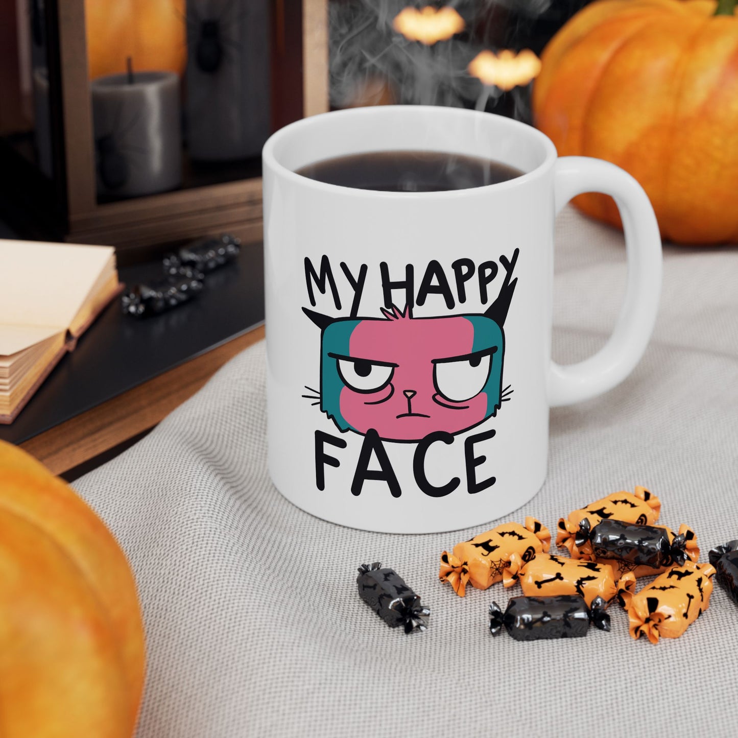 Funny Ceramic Mug - 'My Happy Face' - 11oz & 15oz