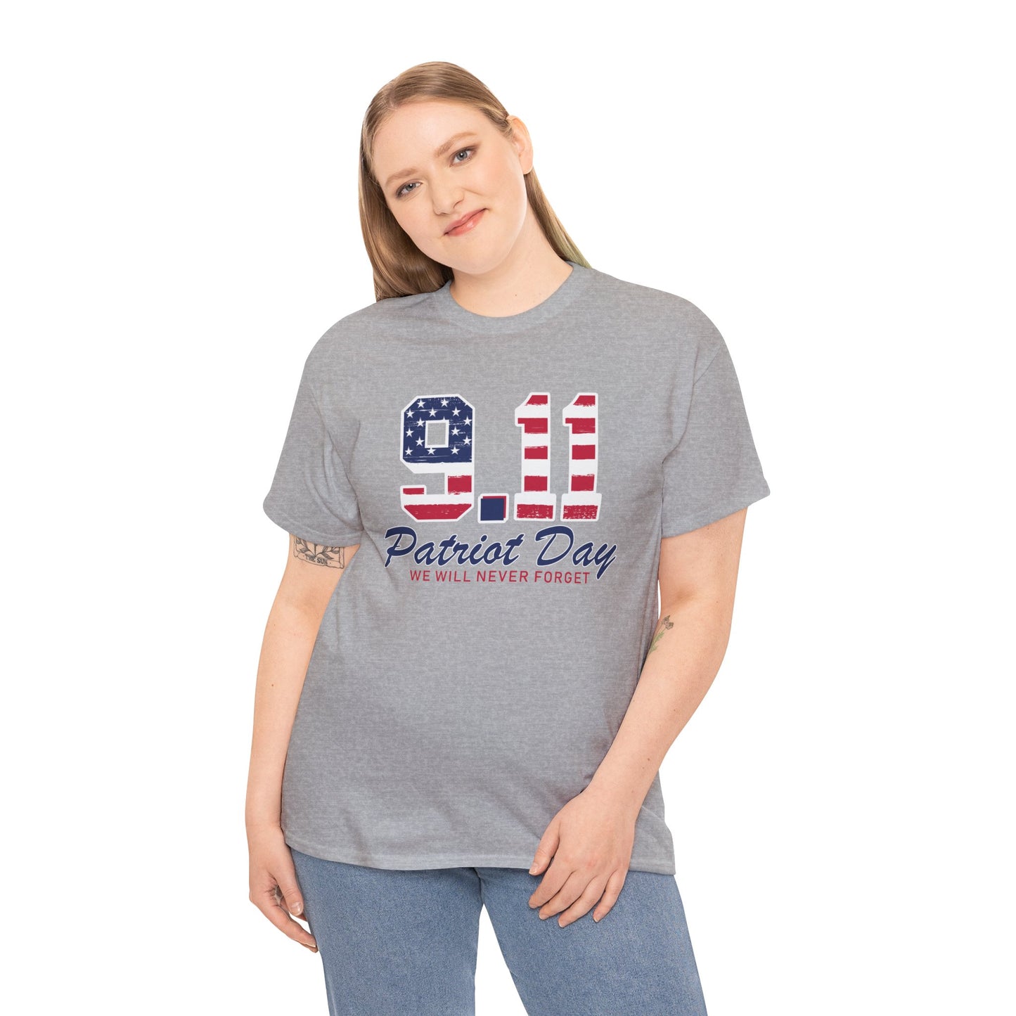 Patriot Day Unisex Heavy Cotton Tee, 9/11 Remembrance Shirt, Memorial T-Shirt, American Flag Tee, Comfort for Heroes