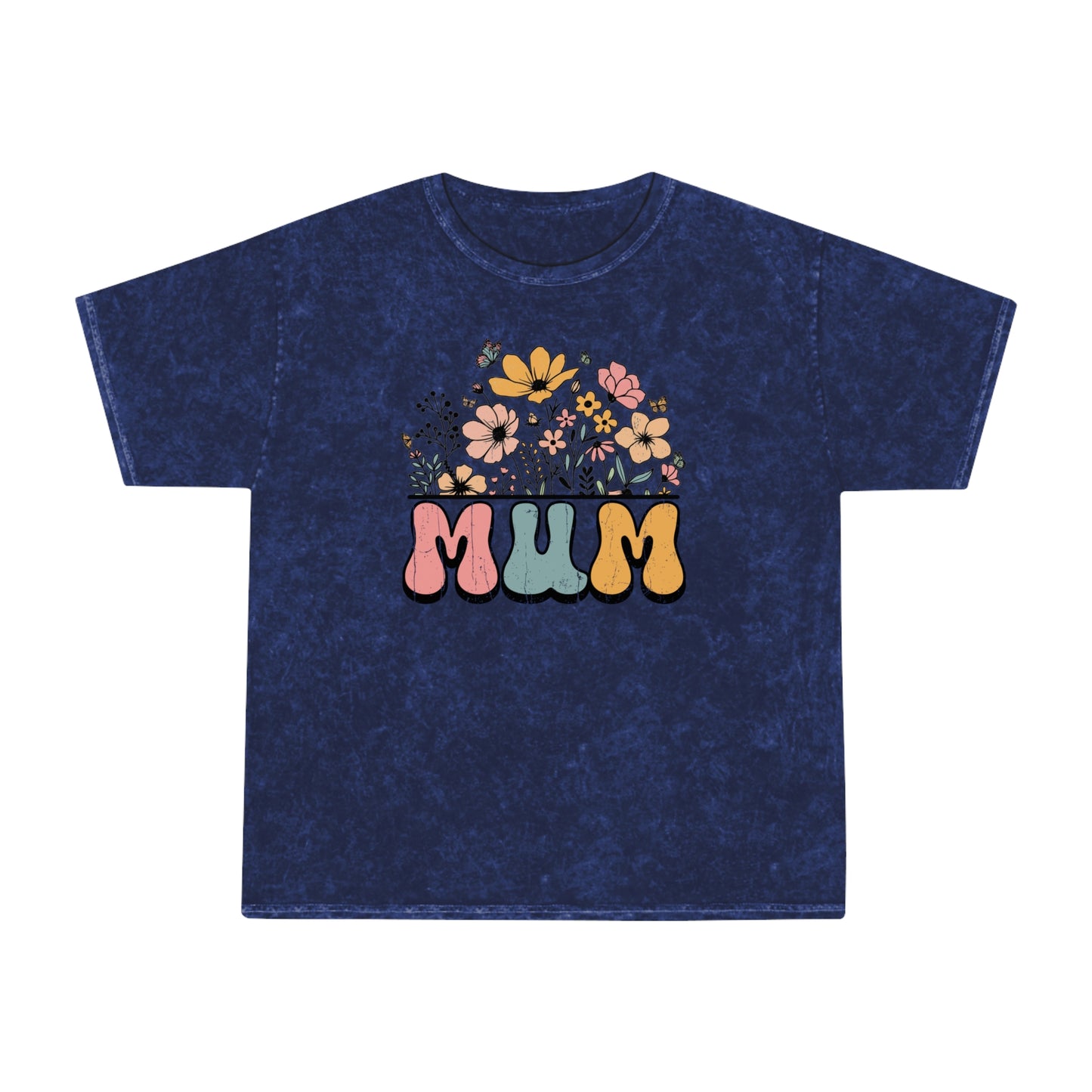 Mum Floral Mineral Wash Unisex T-Shirt - Perfect Gift for Mother’s Day