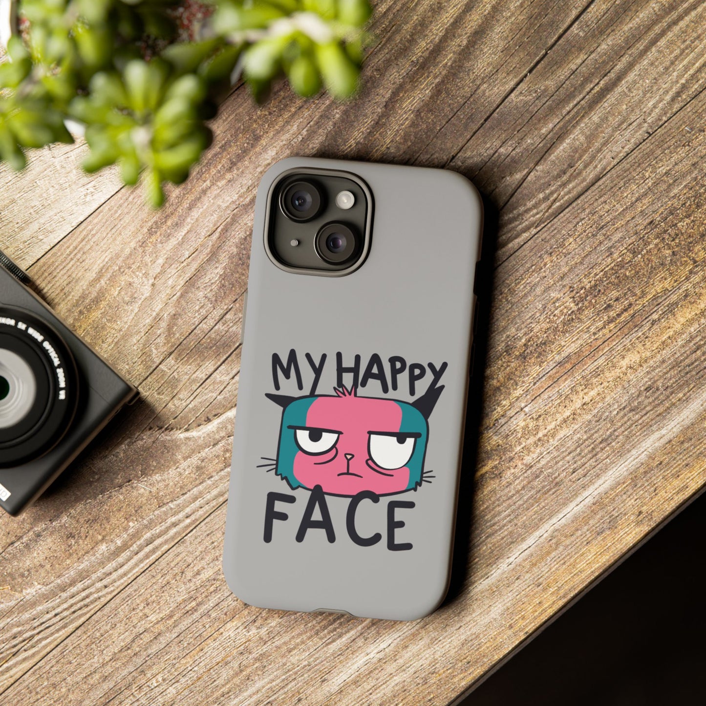 Funny Cat Phone Case - 'My Happy Face' Tough Design