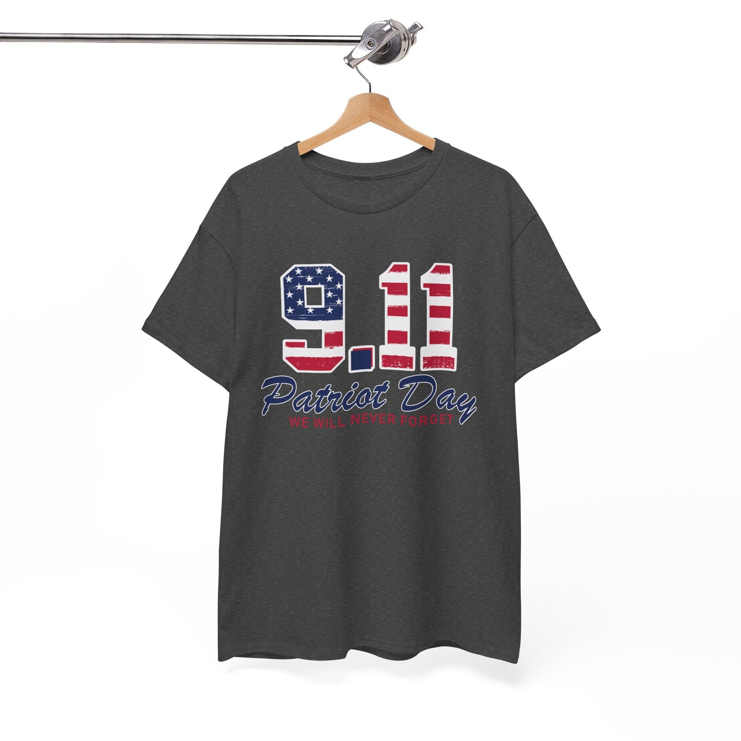 Patriot Day Unisex Heavy Cotton Tee, 9/11 Remembrance Shirt, Memorial T-Shirt, American Flag Tee, Comfort for Heroes