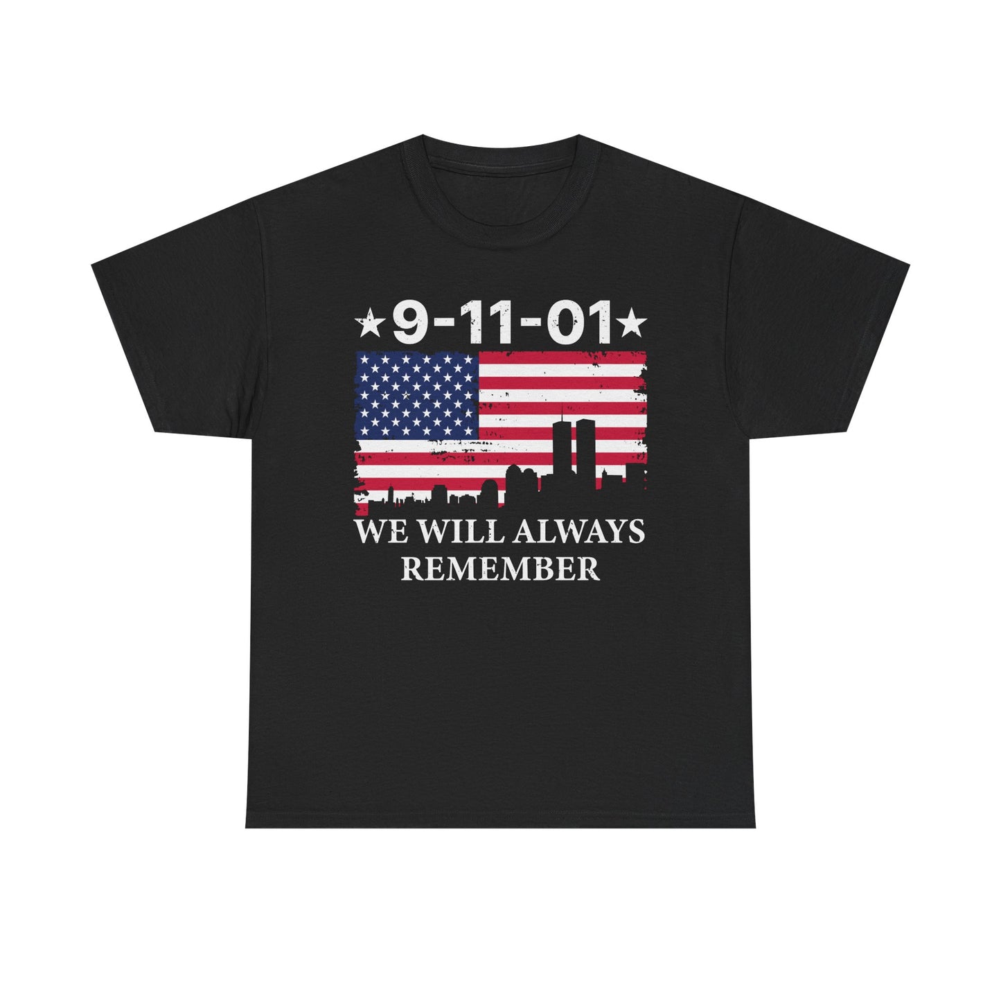 9/11 Memorial Unisex Heavy Cotton Tee, Remembrance T-Shirt, Patriot Day Shirt, Anniversary Tribute Tee, American Flag Apparel