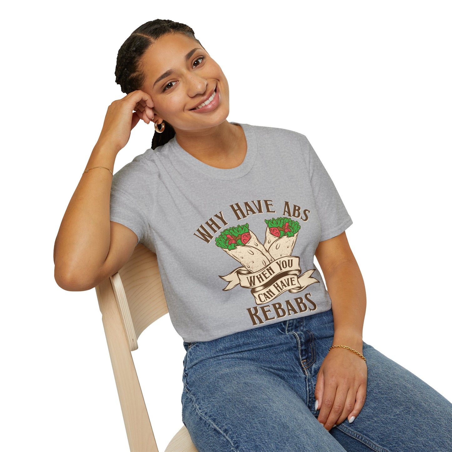 Funny Foodie Unisex T-Shirt - 'Why Have Abs When You Can Have Kebabs?'