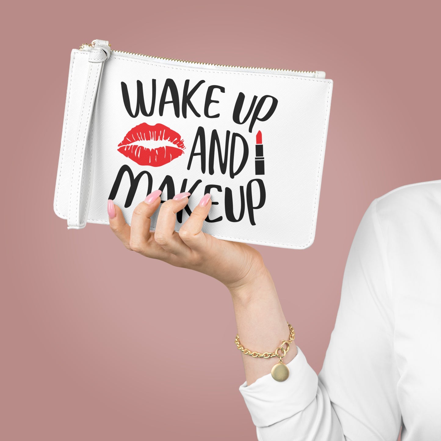 Wake Up and Makeup Clutch Bag - Stylish Cosmetic Pouch for Beauty Lovers