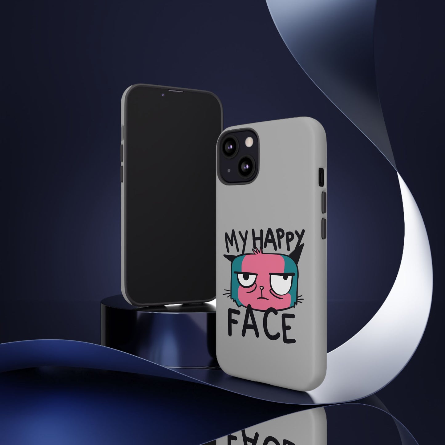 Funny Cat Phone Case - 'My Happy Face' Tough Design