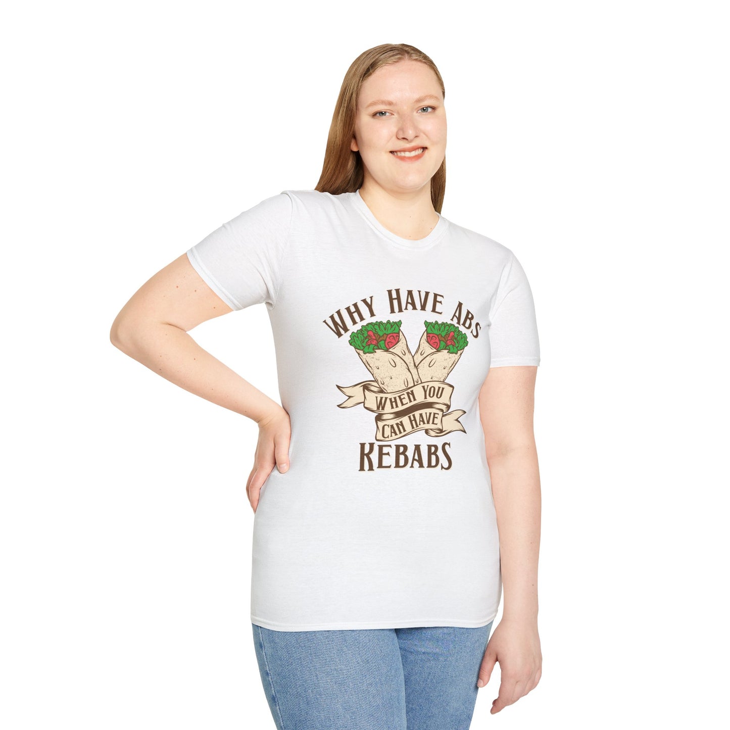 Funny Foodie Unisex T-Shirt - 'Why Have Abs When You Can Have Kebabs?'