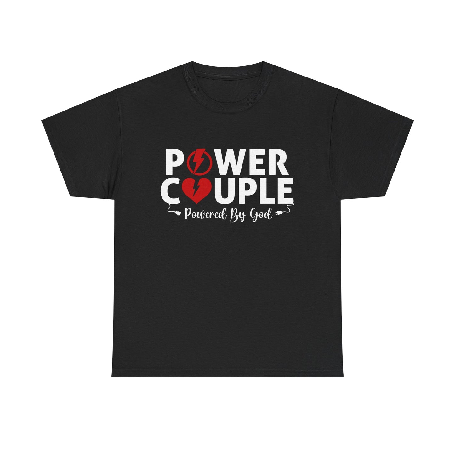 Power Couple Powered By God Matching Couples Shirt (Black)