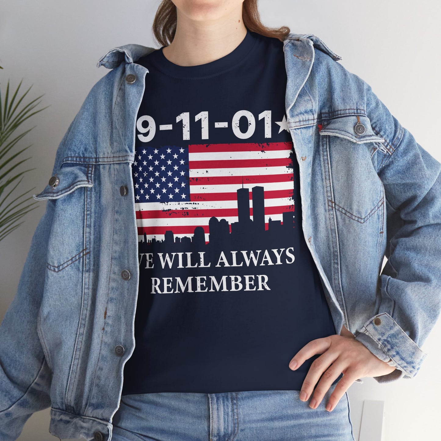 9/11 Memorial Unisex Heavy Cotton Tee, Remembrance T-Shirt, Patriot Day Shirt, Anniversary Tribute Tee, American Flag Apparel