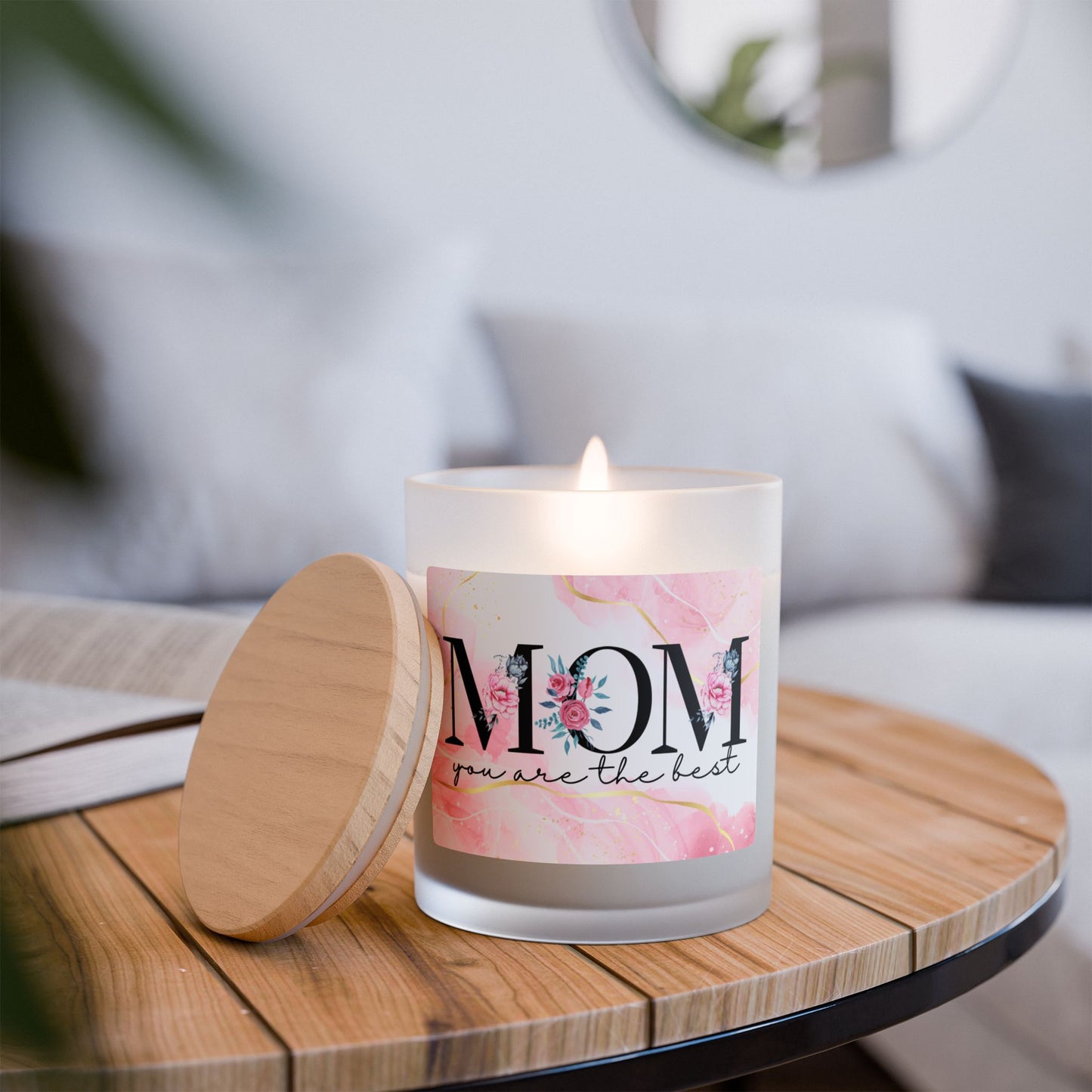 Frosted Glass Candle for Mom - 11oz - Perfect Gift for Birthdays and Mother's Day