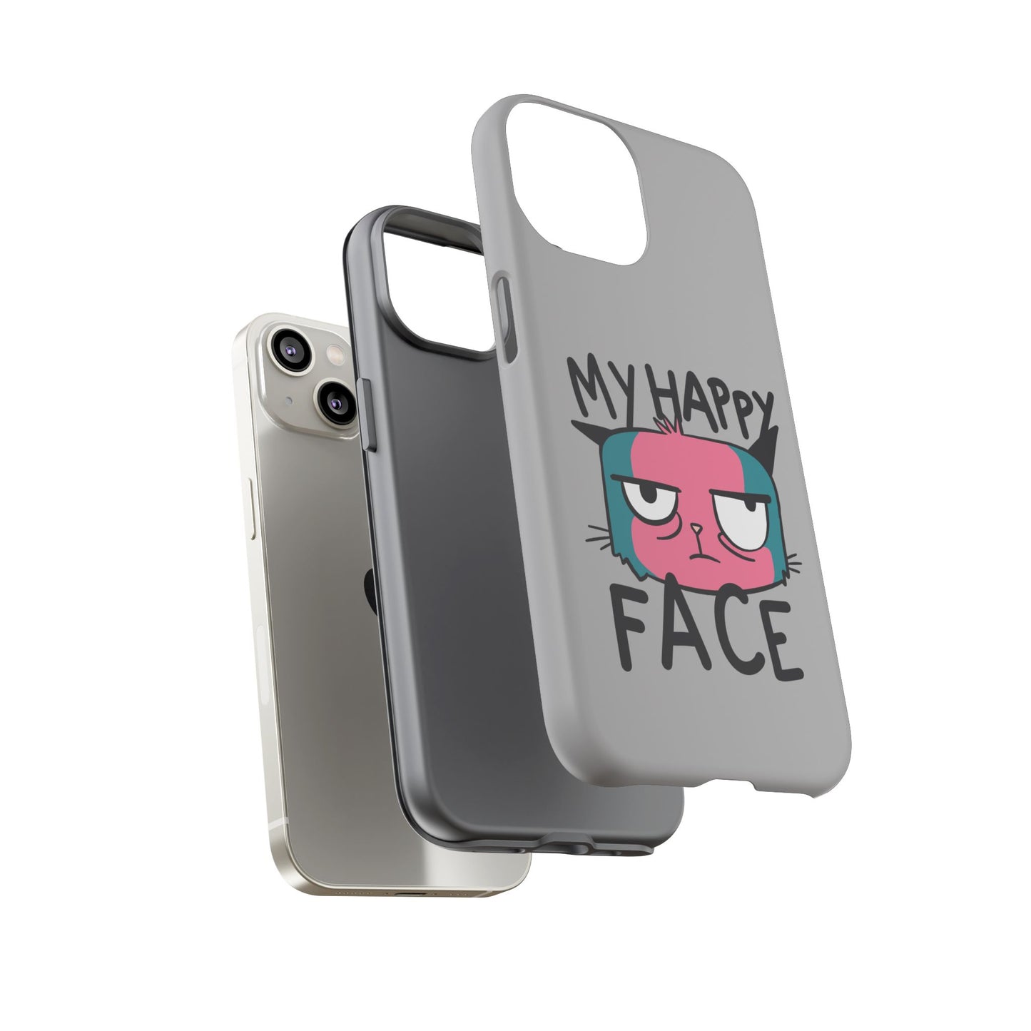 Funny Cat Phone Case - 'My Happy Face' Tough Design