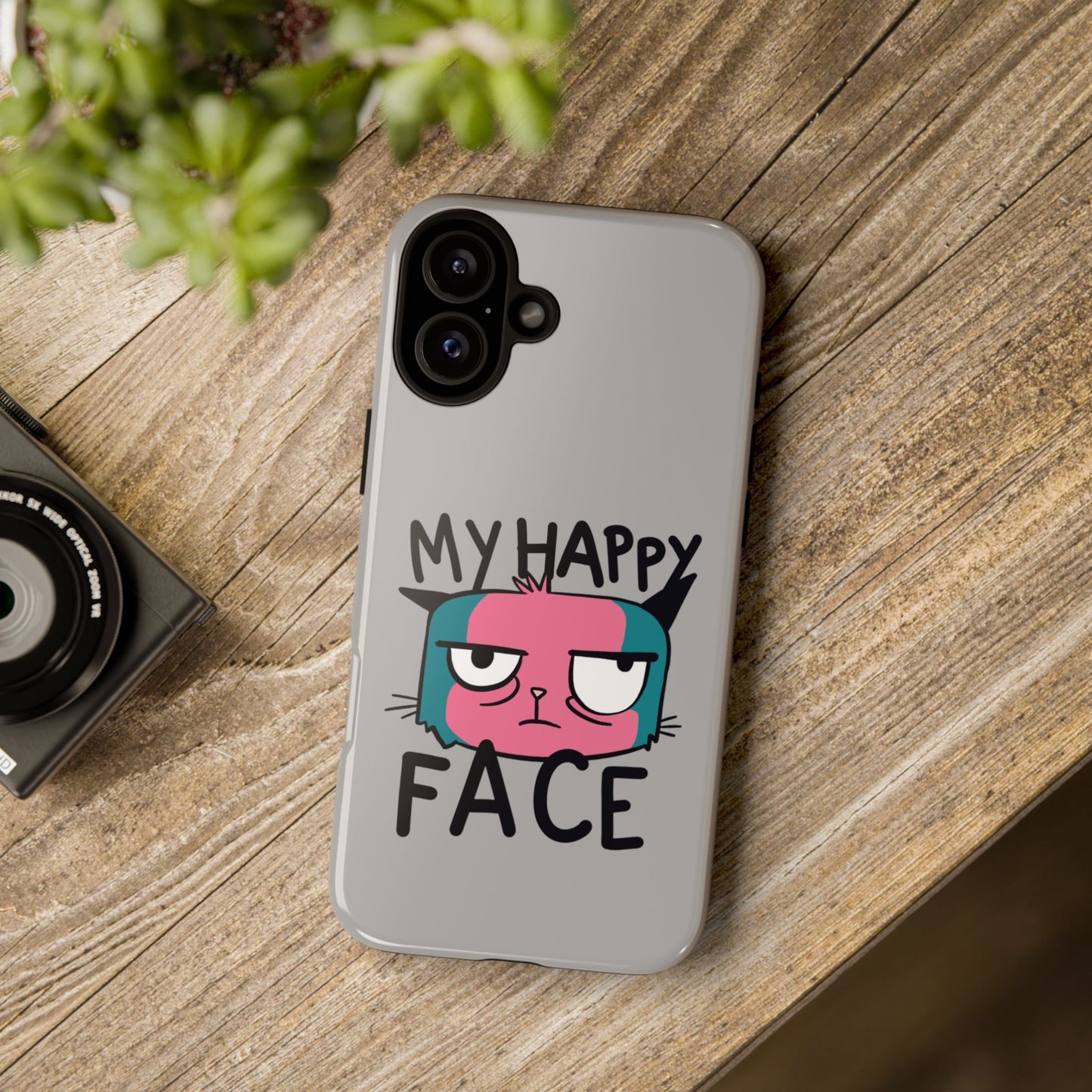 Funny Cat Phone Case - 'My Happy Face' Tough Design