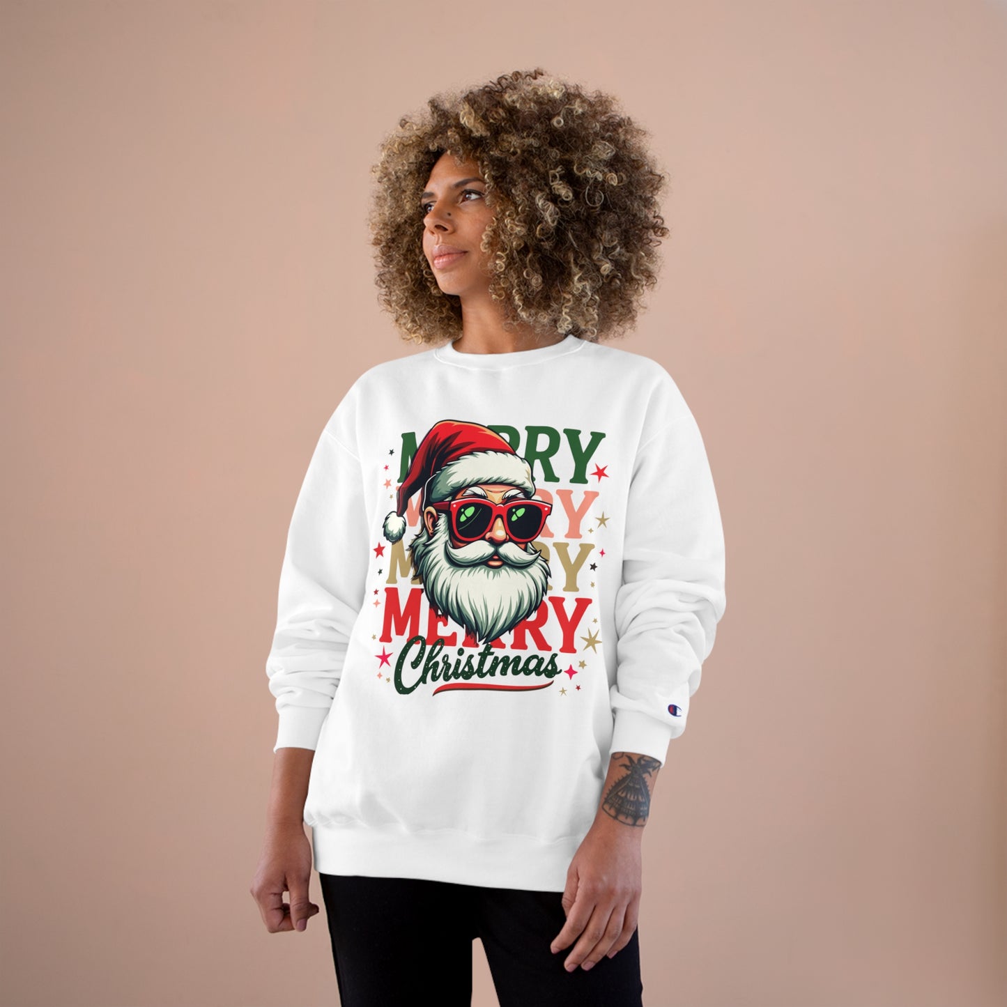 Cool Santa Holiday Greetings Champion Sweatshirt