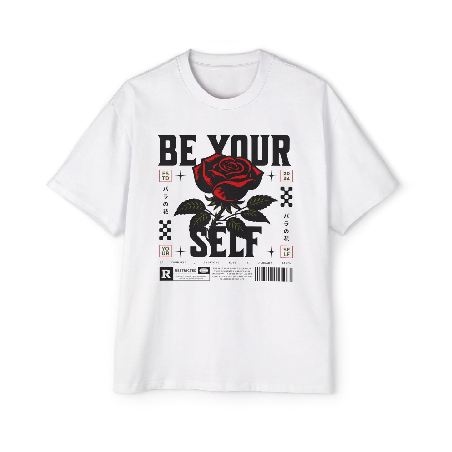 Men's Oversized Tee with 'Be Your Self' Design Light Edition - Trendy Streetwear, Casual Weekend Wear, Gift for Him, Self-Expression Style, Unisex Fashion