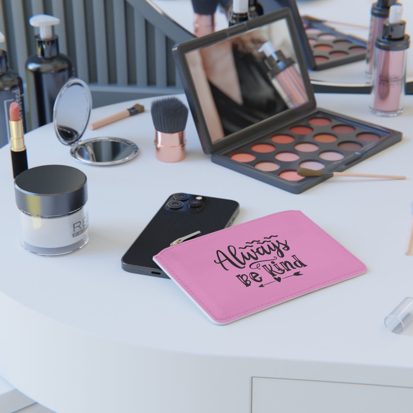 Pink Mini Clutch Bag with Motivational Quotes