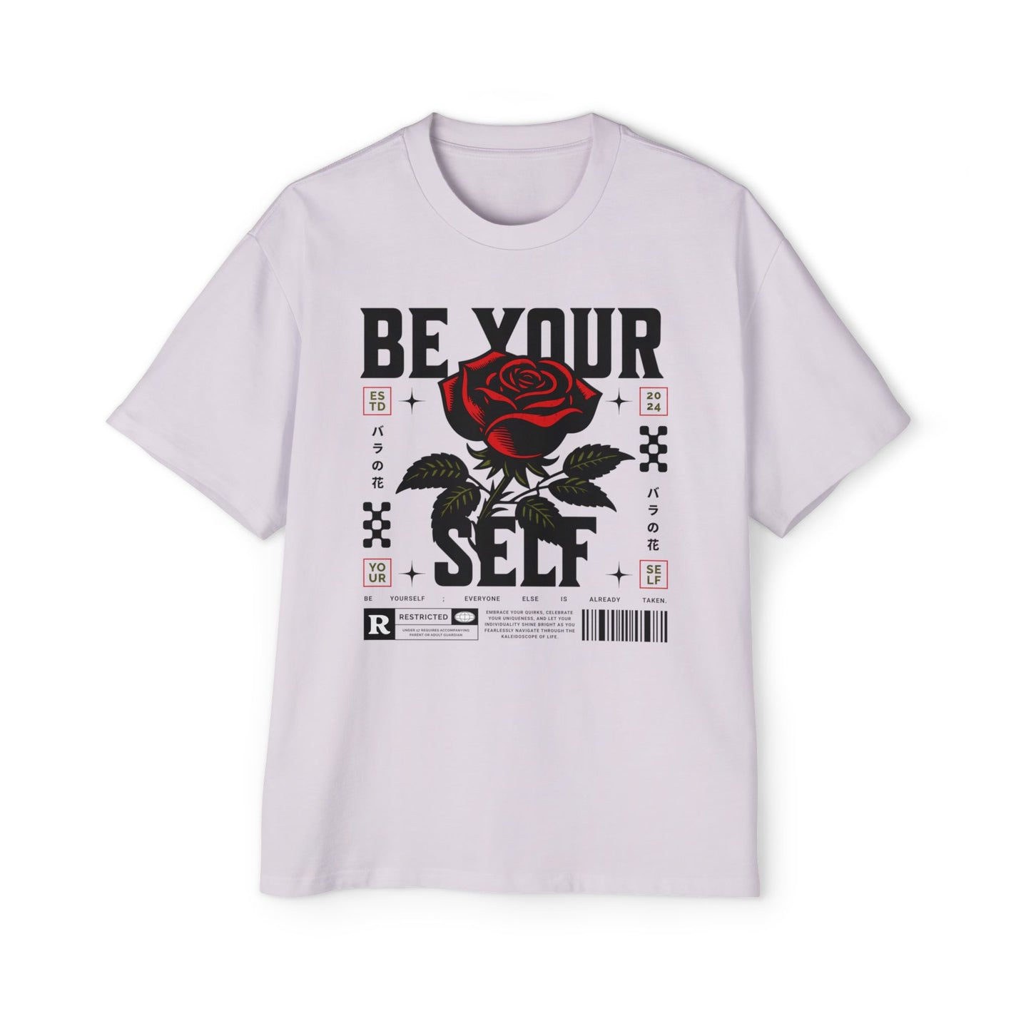 Men's Oversized Tee with 'Be Your Self' Design Light Edition - Trendy Streetwear, Casual Weekend Wear, Gift for Him, Self-Expression Style, Unisex Fashion
