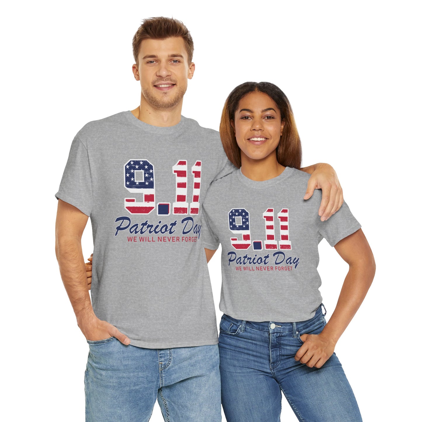 Patriot Day Unisex Heavy Cotton Tee, 9/11 Remembrance Shirt, Memorial T-Shirt, American Flag Tee, Comfort for Heroes