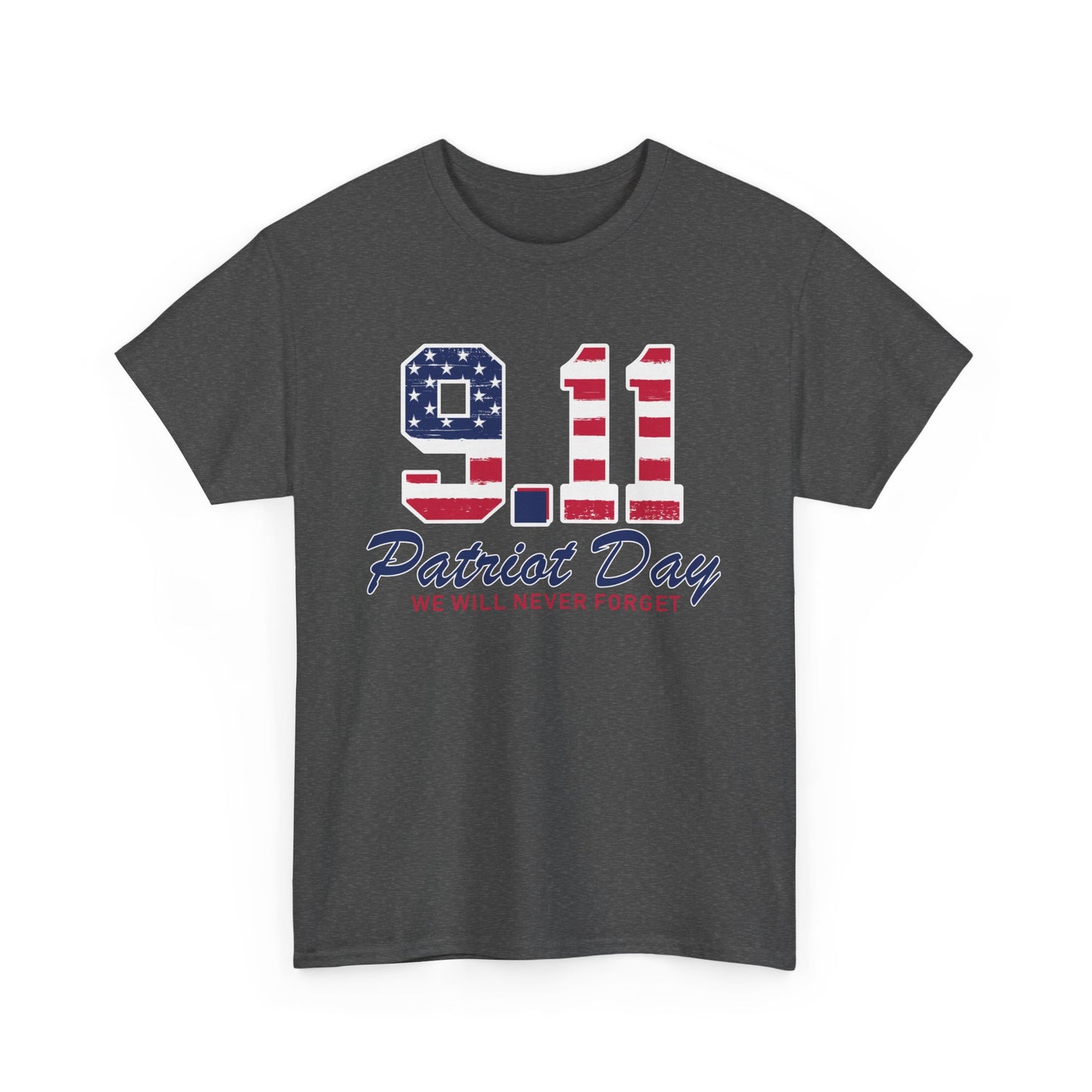 Patriot Day Unisex Heavy Cotton Tee, 9/11 Remembrance Shirt, Memorial T-Shirt, American Flag Tee, Comfort for Heroes