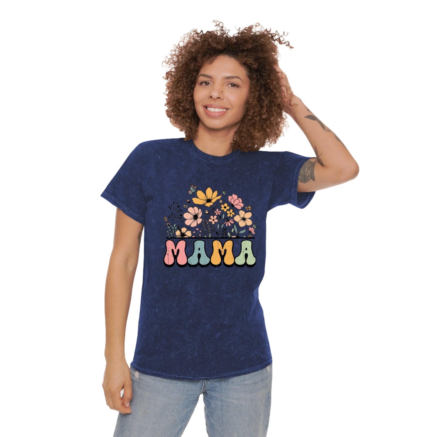 Floral Mama Mineral Wash T-Shirt - Perfect Gift for Moms