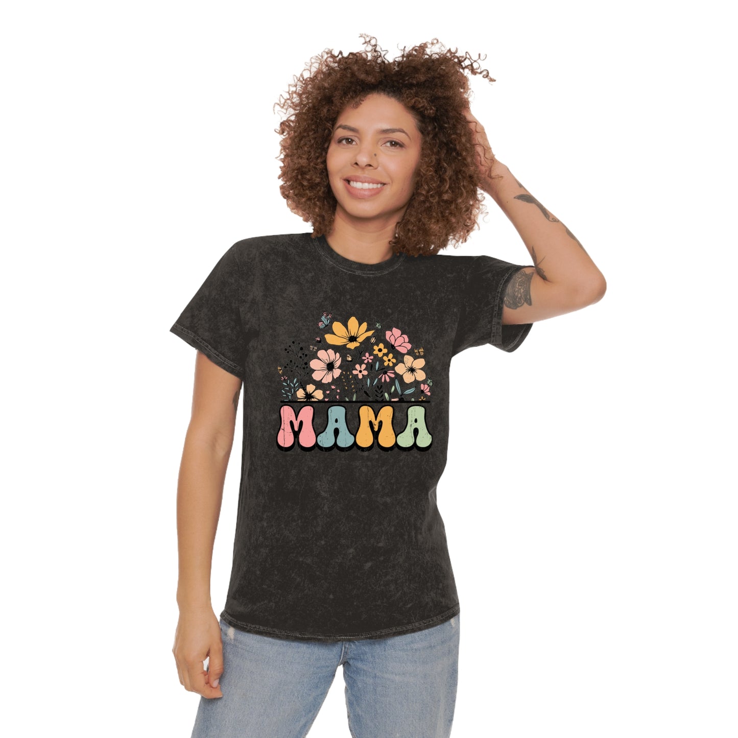 Floral Mama Mineral Wash T-Shirt - Perfect Gift for Moms