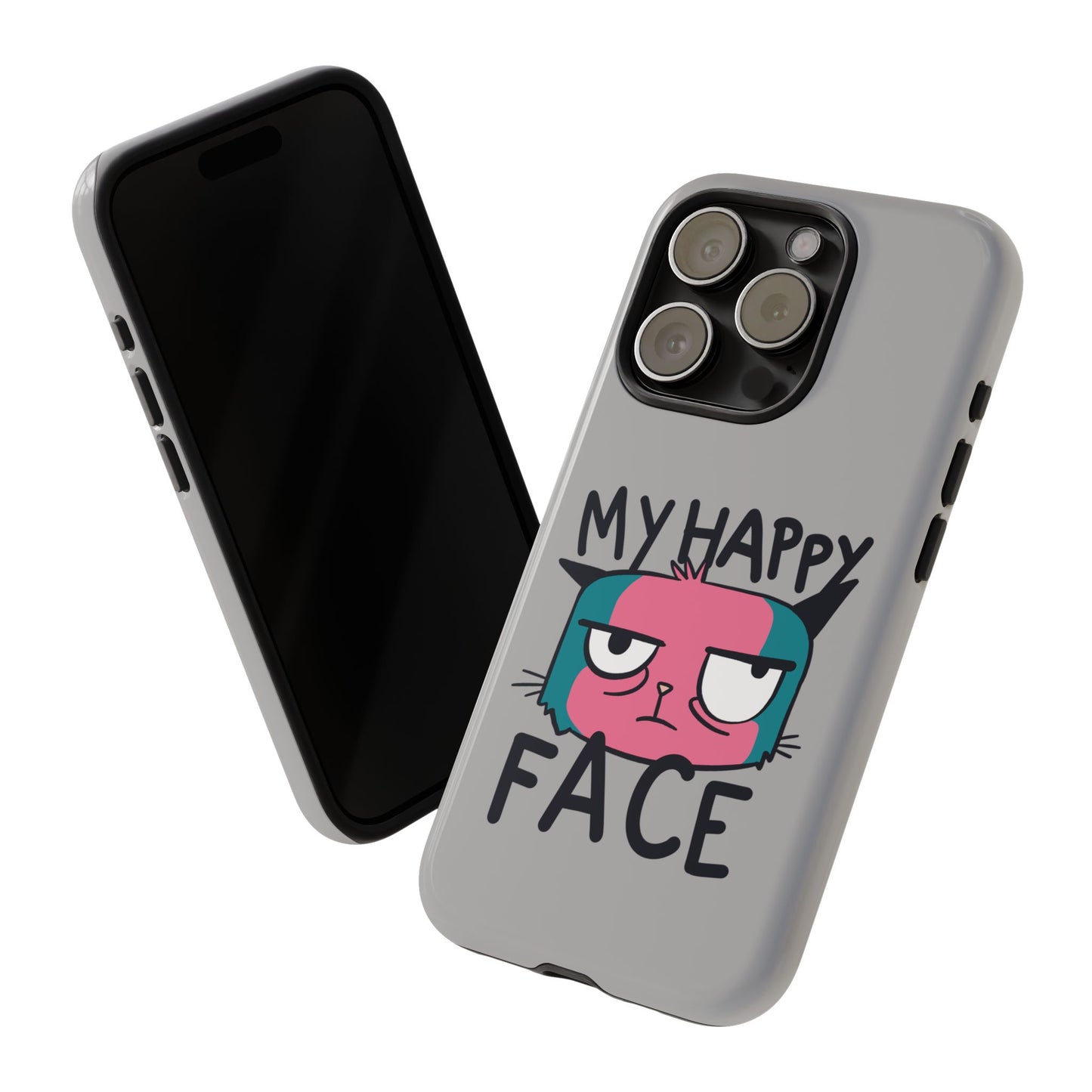 Funny Cat Phone Case - 'My Happy Face' Tough Design