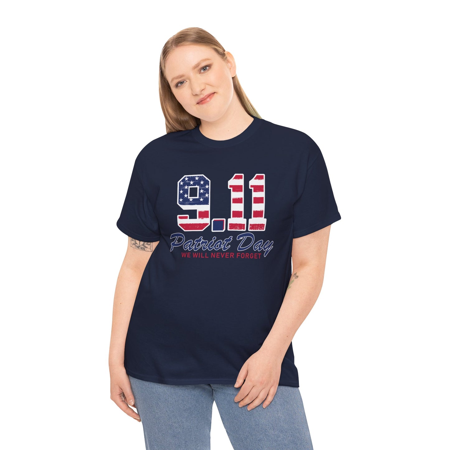 Patriot Day Unisex Heavy Cotton Tee, 9/11 Remembrance Shirt, Memorial T-Shirt, American Flag Tee, Comfort for Heroes