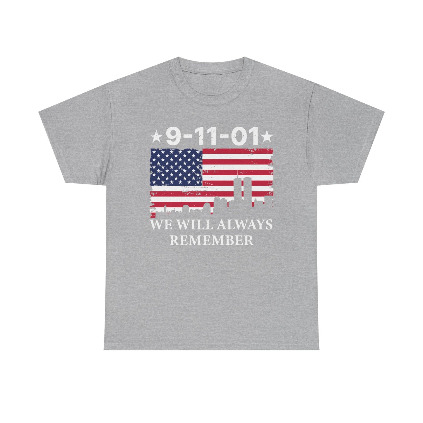 9/11 Memorial Unisex Heavy Cotton Tee, Remembrance T-Shirt, Patriot Day Shirt, Anniversary Tribute Tee, American Flag Apparel