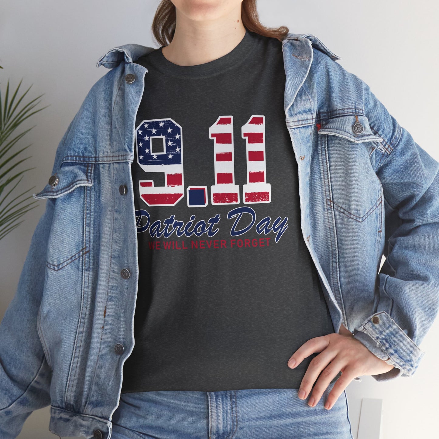 Patriot Day Unisex Heavy Cotton Tee, 9/11 Remembrance Shirt, Memorial T-Shirt, American Flag Tee, Comfort for Heroes