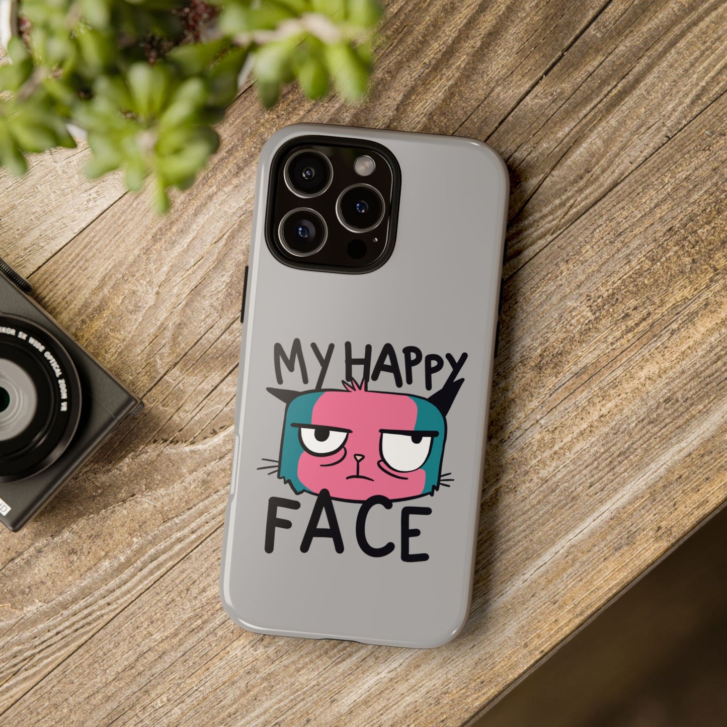 Funny Cat Phone Case - 'My Happy Face' Tough Design
