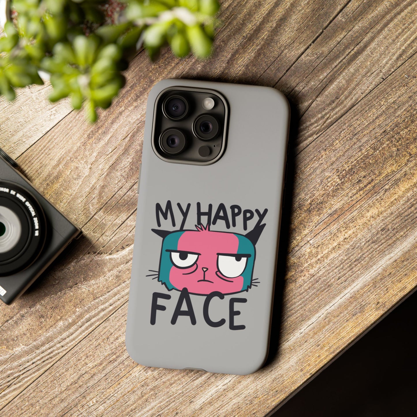 Funny Cat Phone Case - 'My Happy Face' Tough Design