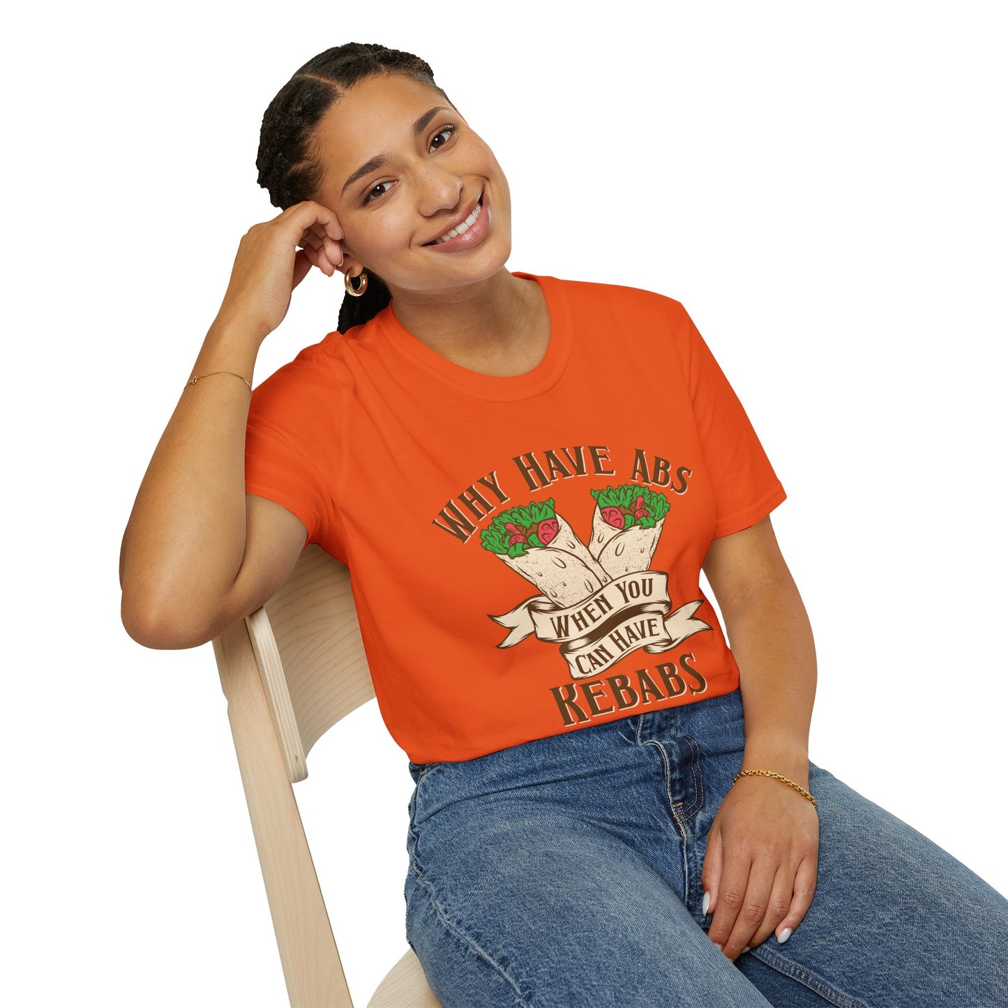 Funny Foodie Unisex T-Shirt - 'Why Have Abs When You Can Have Kebabs?'