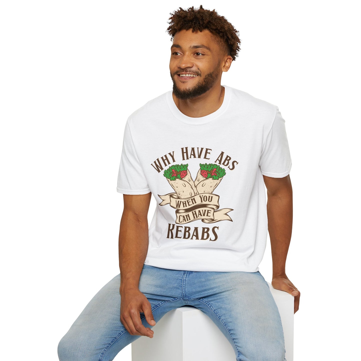 Funny Foodie Unisex T-Shirt - 'Why Have Abs When You Can Have Kebabs?'