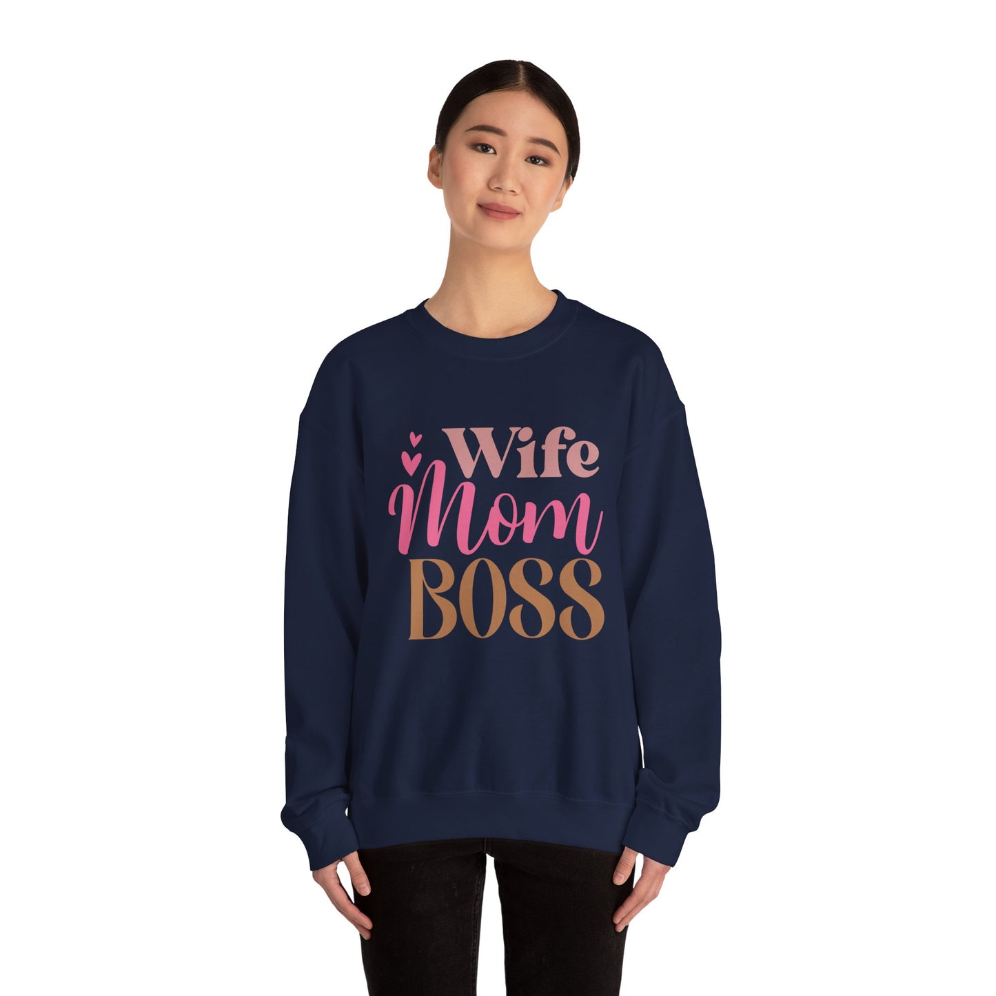 Wife Mom Boss Crewneck Sweatshirt - Cozy Unisex Pullover for Moms