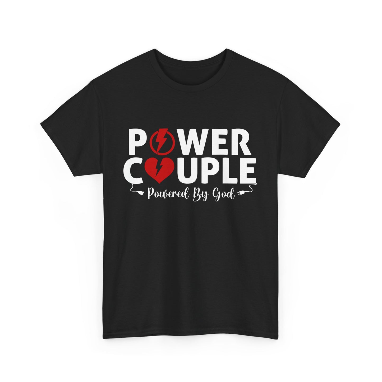 Power Couple Powered By God Matching Couples Shirt (Black)
