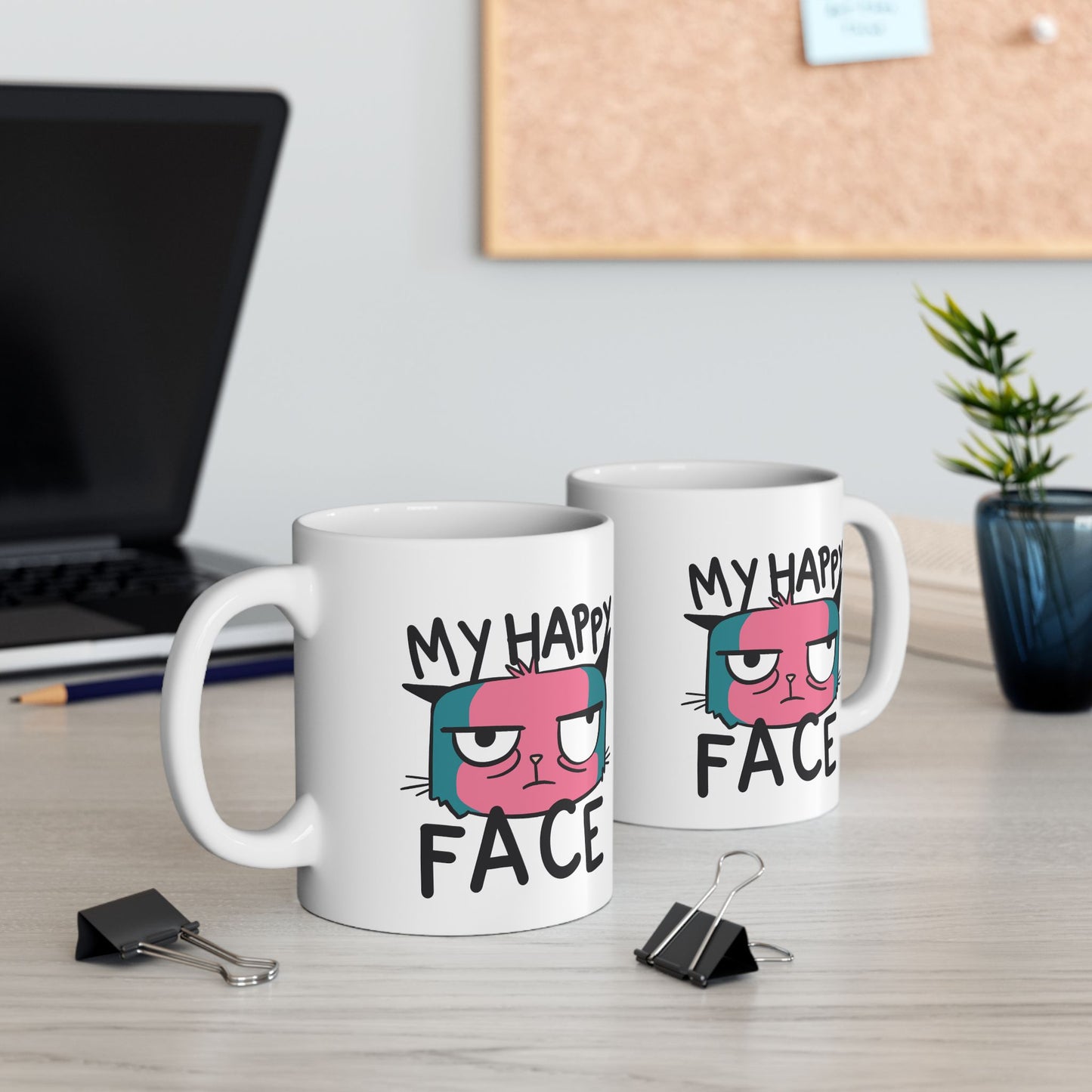 Funny Ceramic Mug - 'My Happy Face' - 11oz & 15oz