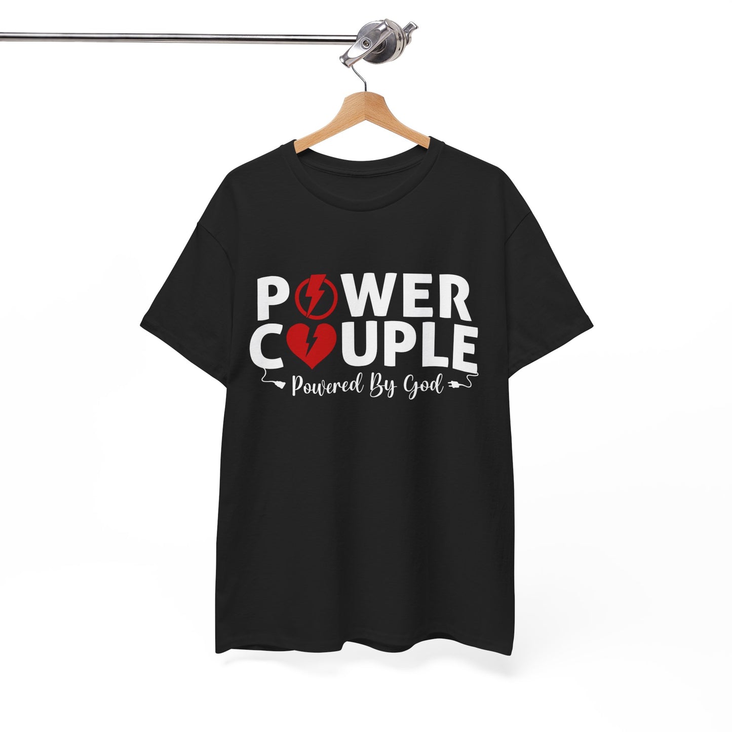 Power Couple Powered By God Matching Couples Shirt (Black)